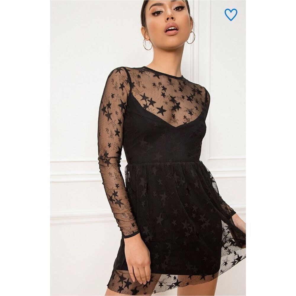 by the way. abel sheer skater dress in Black Star